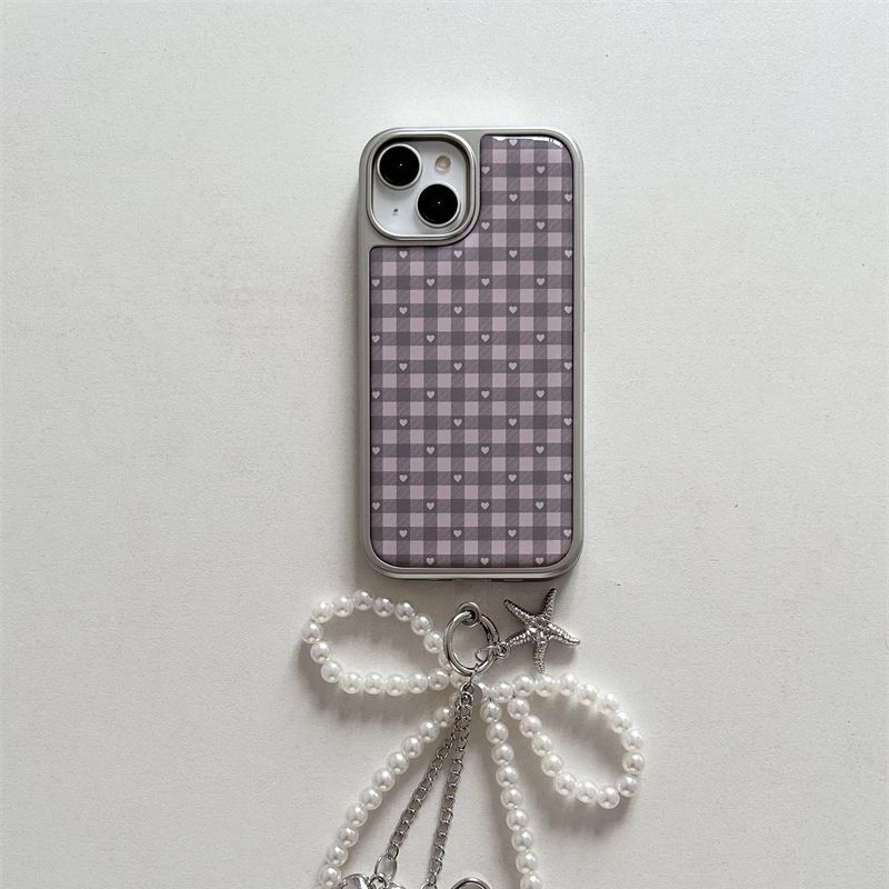 Phone Cases For Girls - Розовый, фиолетовый клетчатый корейский чехол для