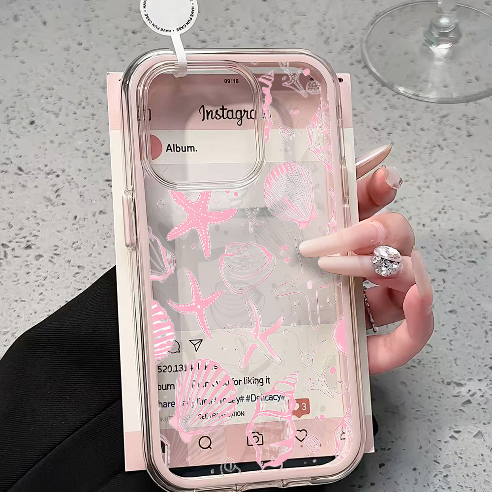 Phone Cases Transparent - Летний розовый прозрачный чехол с ракушками