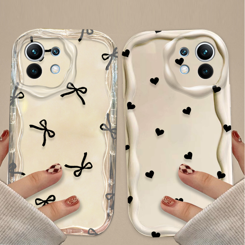 Phone Cases Xiaomi - Черный чехол с бантом и сердечком