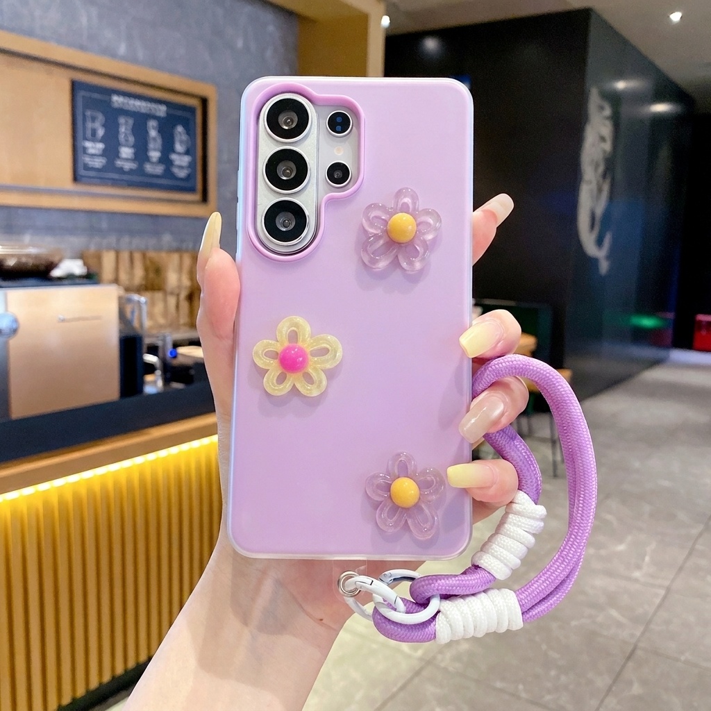 Phone Cases Diy - Фиолетовый чехол 2-в-1 с 3D-цветами и